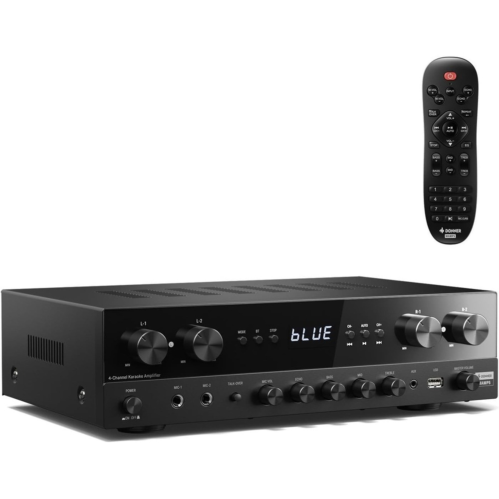 Donner Home Audio Amplifier 1000W Bluetooth Receiver 4 Channel FM USB Optical